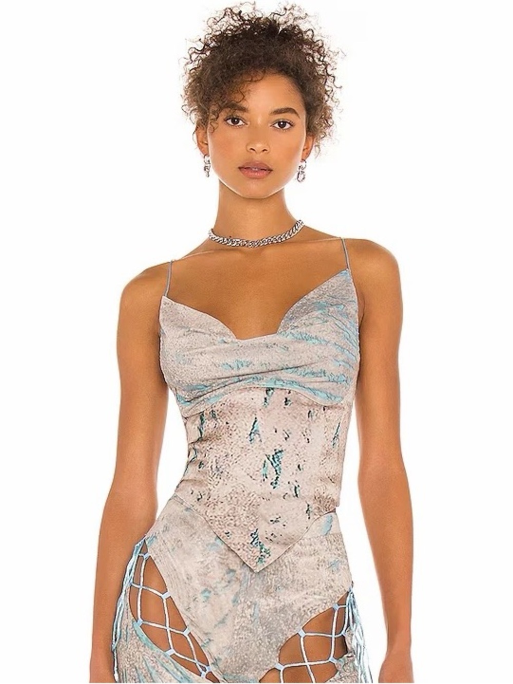 NWT POSTER GIRL Denise Corset Top Aqua Zebra MSRP $268 Revolve
